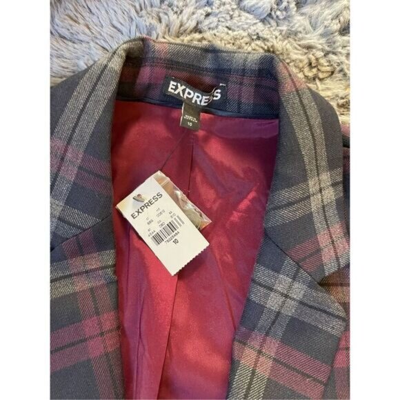 NWT express plaid womens blazer size 10 work office chic - Picture 7 of 7